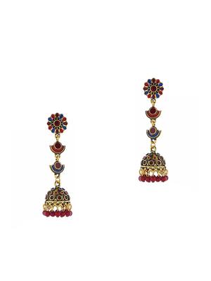 red metal jhumka earring - 16843624 - Standard Image - 3