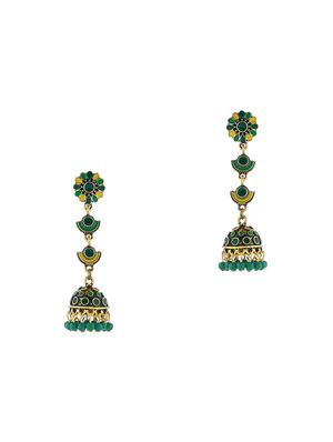 green metal jhumka earring - 16843625 - Standard Image - 2