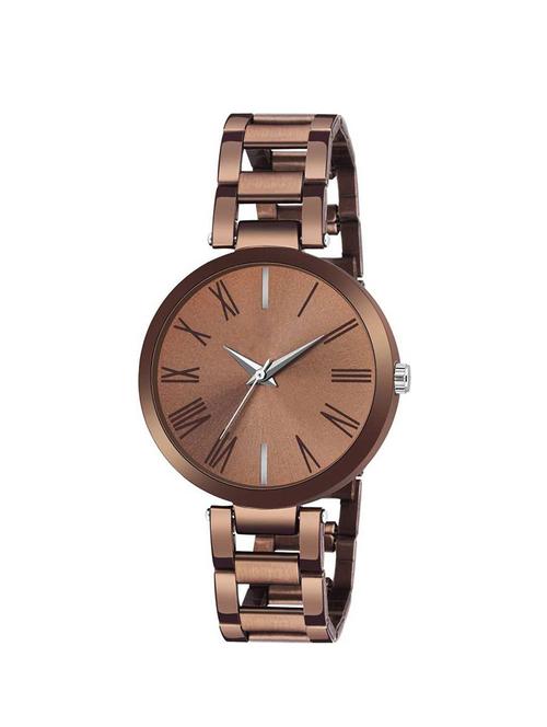 alkh attractive metalic strap and brown stylish dial watch for girl's(449) - 16843893 - Standard Image - 1