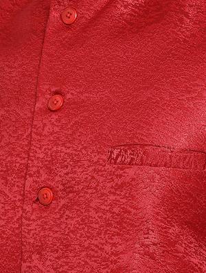red solid kurta pyjama set with nehru jacket - 16843935 - Standard Image - 4