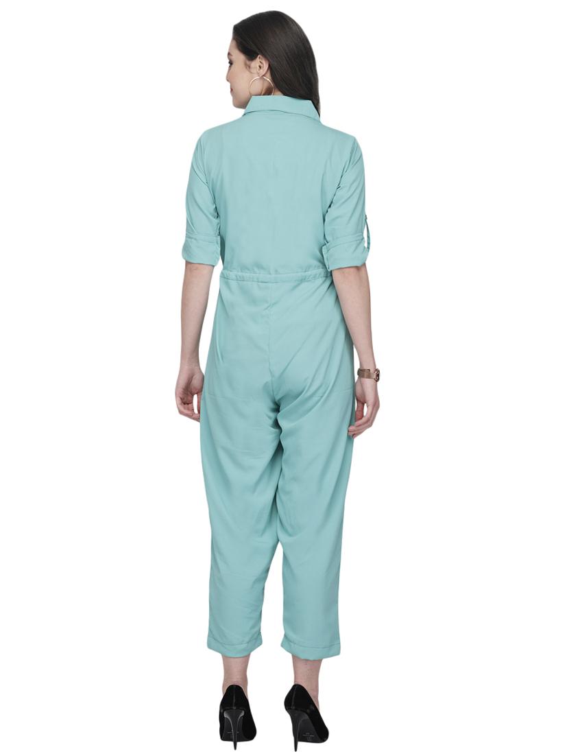 tie front solid jumpsuit - 16843959 - Zoom Image - 3