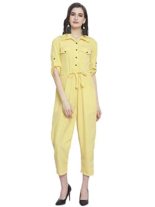 tie front solid jumpsuit - 16843960 - Very Small Image - 1