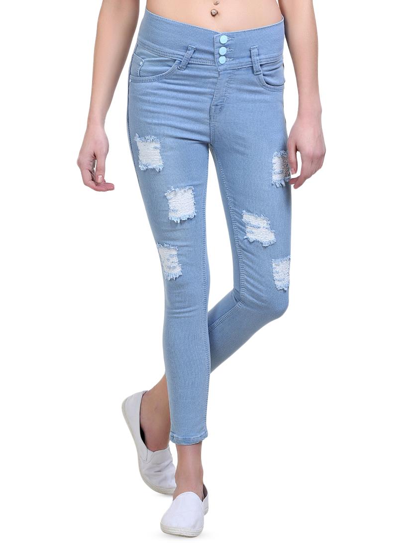 high rise distressed jeans - 16844100 - Zoom Image - 1