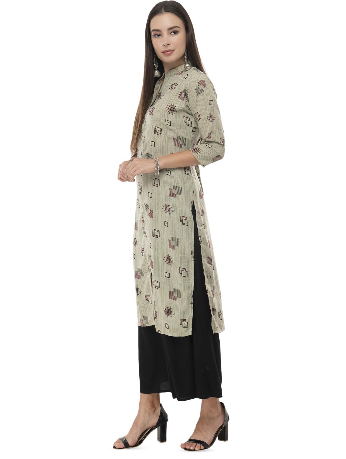 geometric print straight kurta - 16844216 - Zoom Image - 2