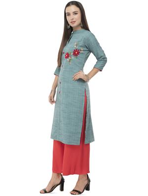 embroidered straight kurta - 16844223 - Standard Image - 2