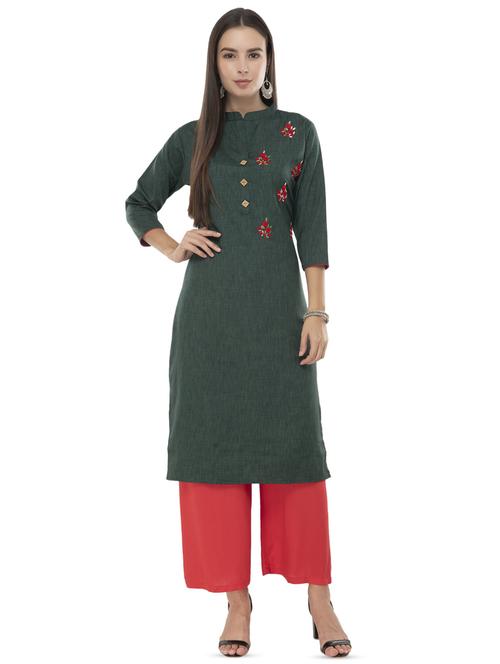embroidered straight kurta - 16844225 - Standard Image - 1