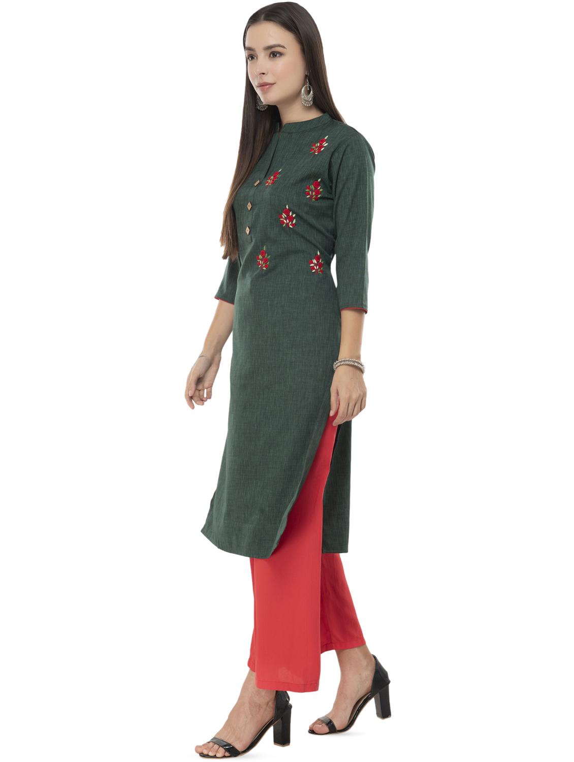 embroidered straight kurta - 16844225 - Zoom Image - 2