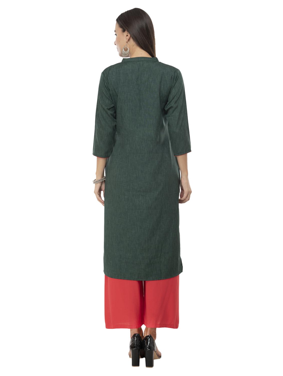 embroidered straight kurta - 16844225 - Zoom Image - 3
