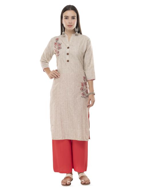 embroidered straight kurta - 16844230 - Standard Image - 1