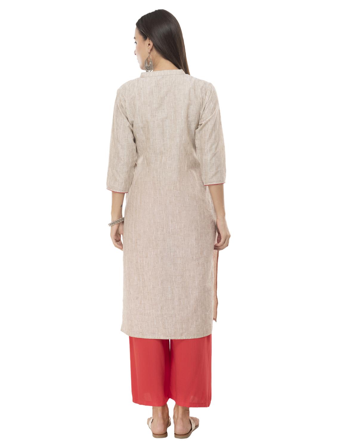 embroidered straight kurta - 16844230 - Zoom Image - 3