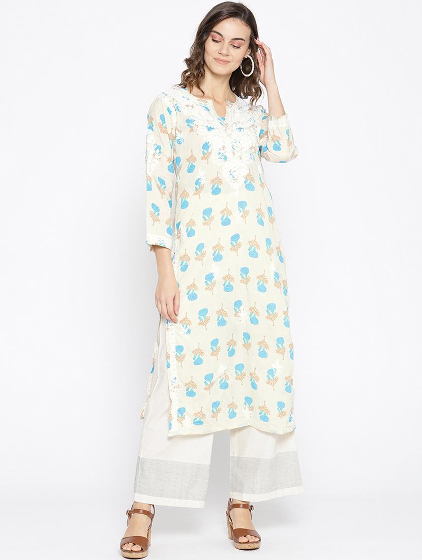 chikankari pastel kurta - 16844241 - Zoom Image - 1