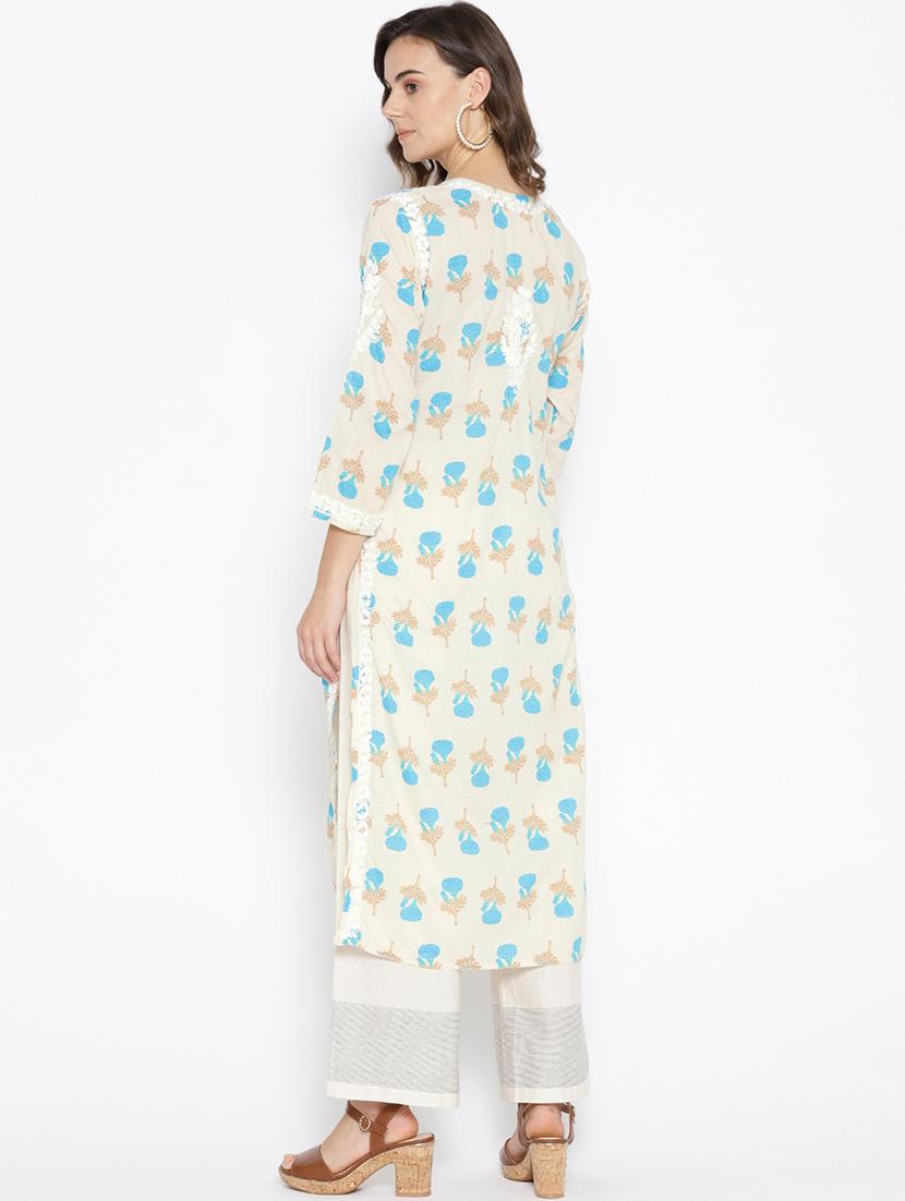 chikankari pastel kurta - 16844241 - Zoom Image - 3
