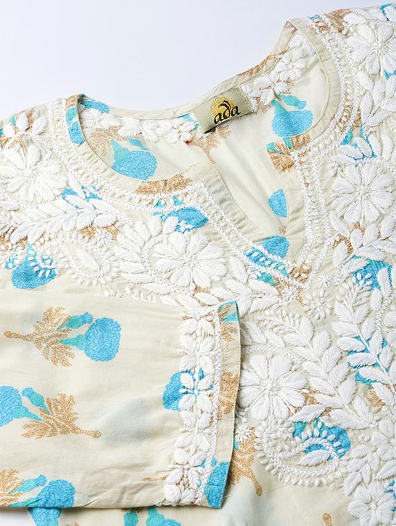 chikankari pastel kurta - 16844241 - Zoom Image - 4