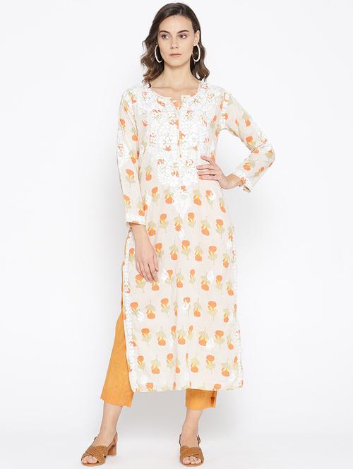 chikankari pastel kurta - 16844248 - Standard Image - 1