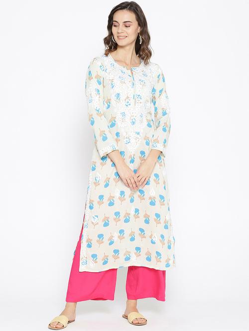 chikankari pastel kurta - 16844249 - Standard Image - 1