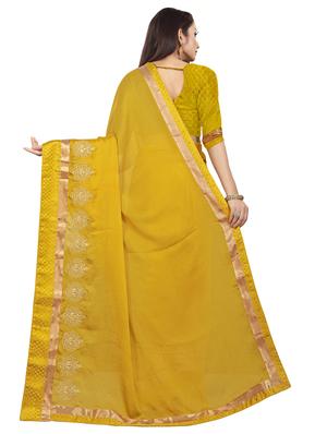 solid embroidered saree with blouse - 16844254 - Standard Image - 2