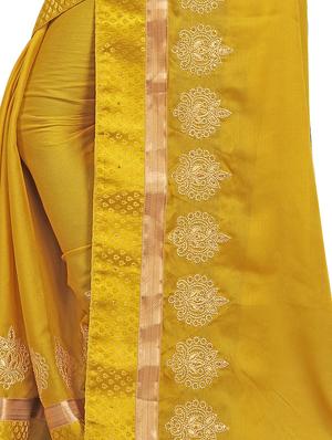 solid embroidered saree with blouse - 16844254 - Standard Image - 4