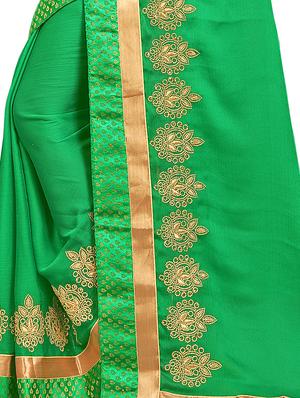 bordered embroidered saree with blouse - 16844255 - Standard Image - 4