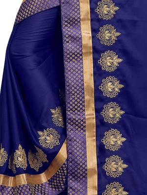 solid embroidered saree with blouse - 16844260 - Standard Image - 4
