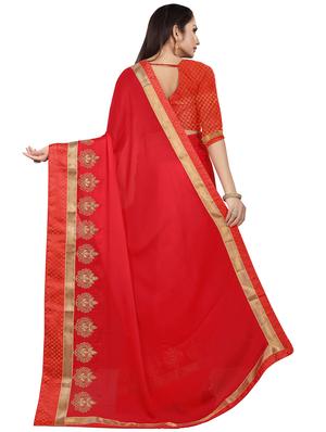 solid embroidered saree with blouse - 16844261 - Standard Image - 2