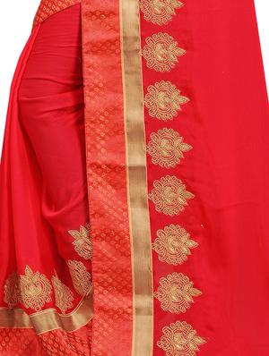 solid embroidered saree with blouse - 16844261 - Standard Image - 4