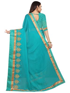 solid embroidered saree with blouse - 16844265 - Standard Image - 2