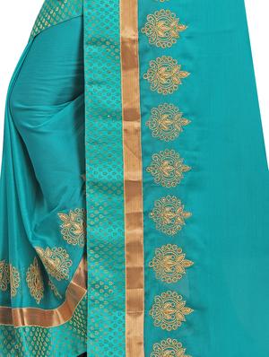 solid embroidered saree with blouse - 16844265 - Standard Image - 4