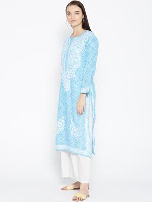 chikankari straight kurta - 16844291 - Standard Image - 2