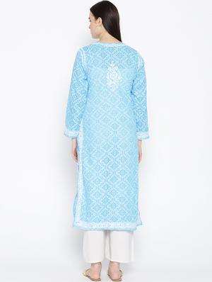 chikankari straight kurta - 16844291 - Standard Image - 3