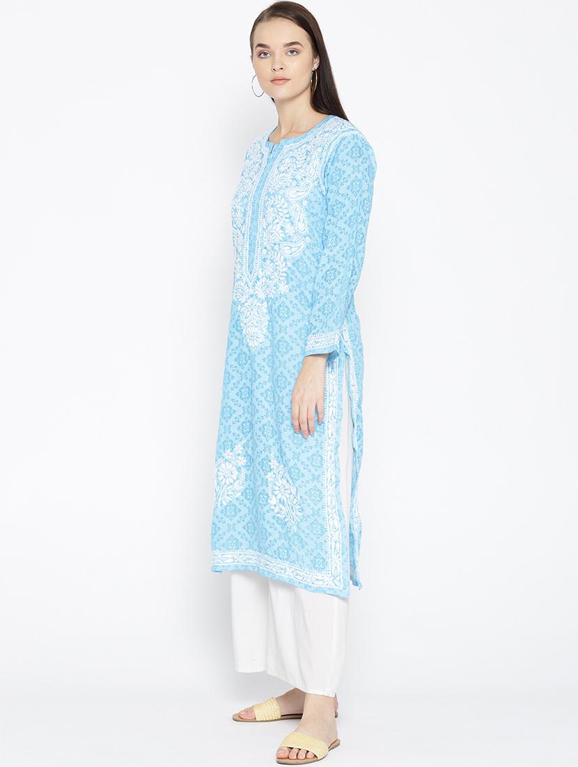 chikankari straight kurta - 16844291 - Zoom Image - 2