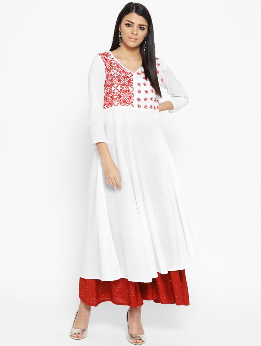 chikankari a-line kurta - 16844295 - Zoom Image - 1