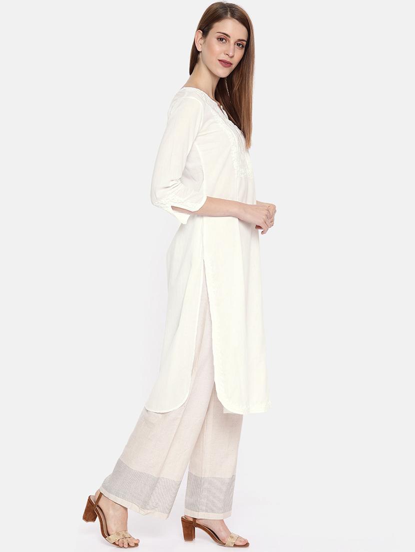 chikankari straight kurta - 16844300 - Zoom Image - 2
