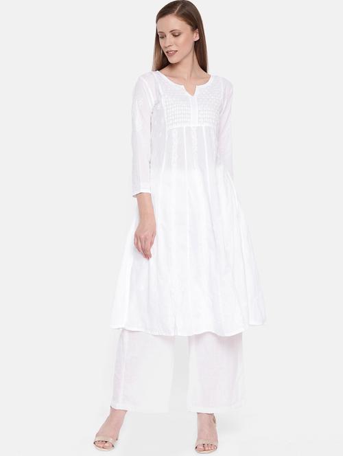 chikankari a-line kurta - 16844302 - Standard Image - 1