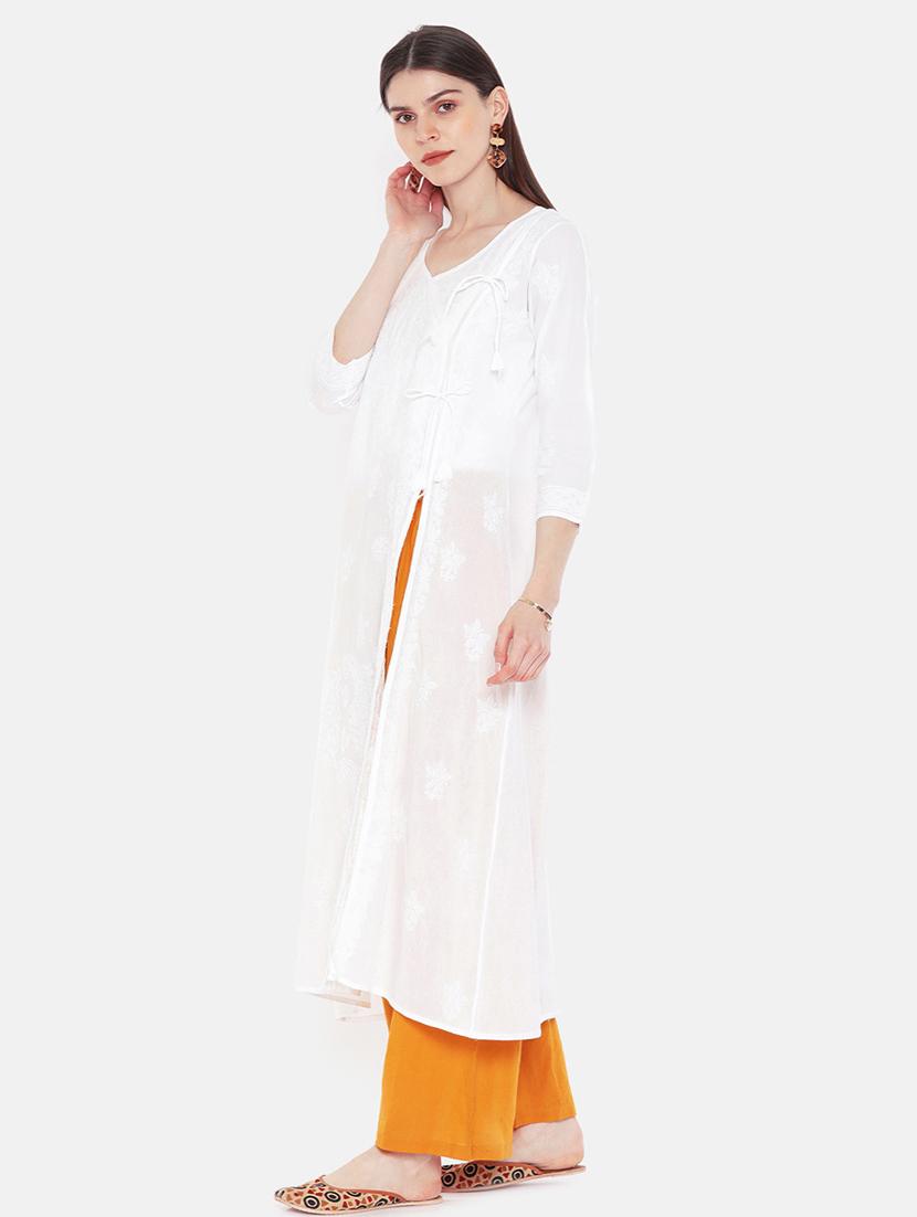 chikankari a-line kurta - 16844303 - Zoom Image - 2