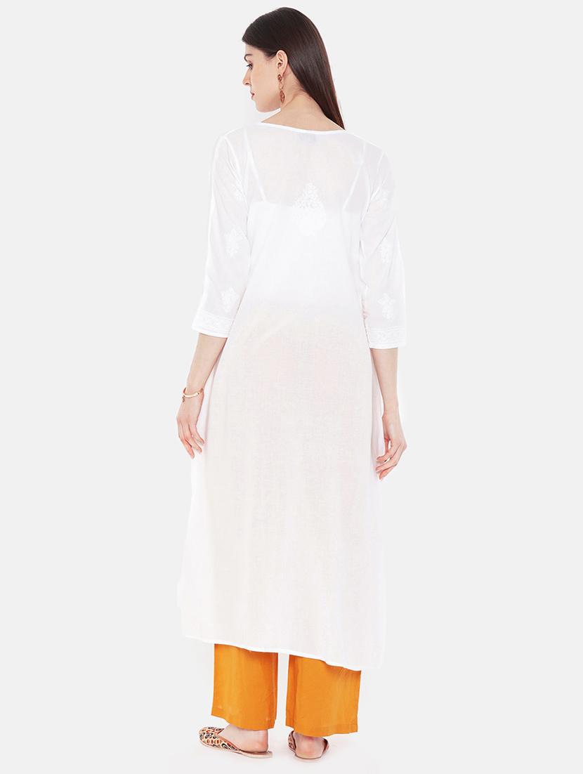 chikankari a-line kurta - 16844303 - Zoom Image - 3