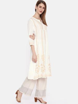 chikankari a-line kurta - 16844305 - Standard Image - 2