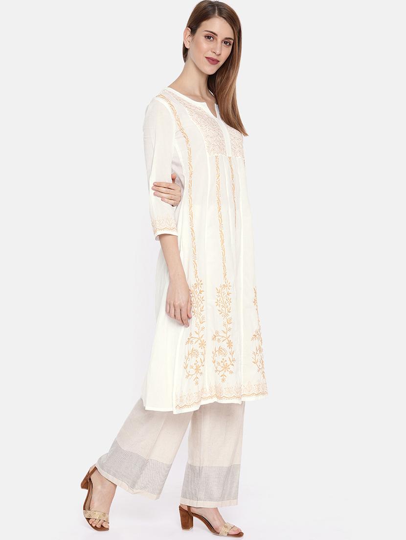chikankari a-line kurta - 16844305 - Zoom Image - 2