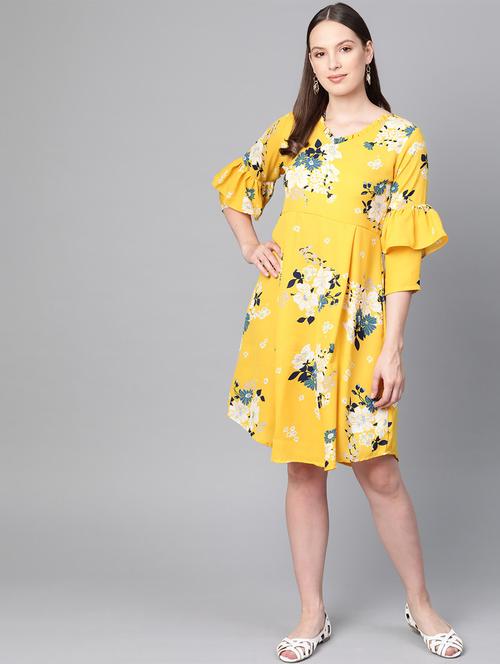 gathered detail floral a-line dress - 16844309 - Standard Image - 1