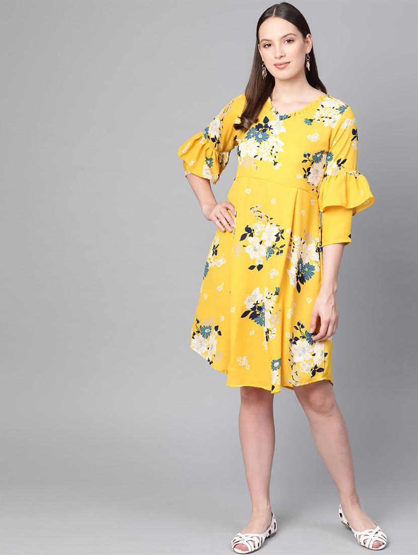 gathered detail floral a-line dress - 16844309 - Zoom Image - 1