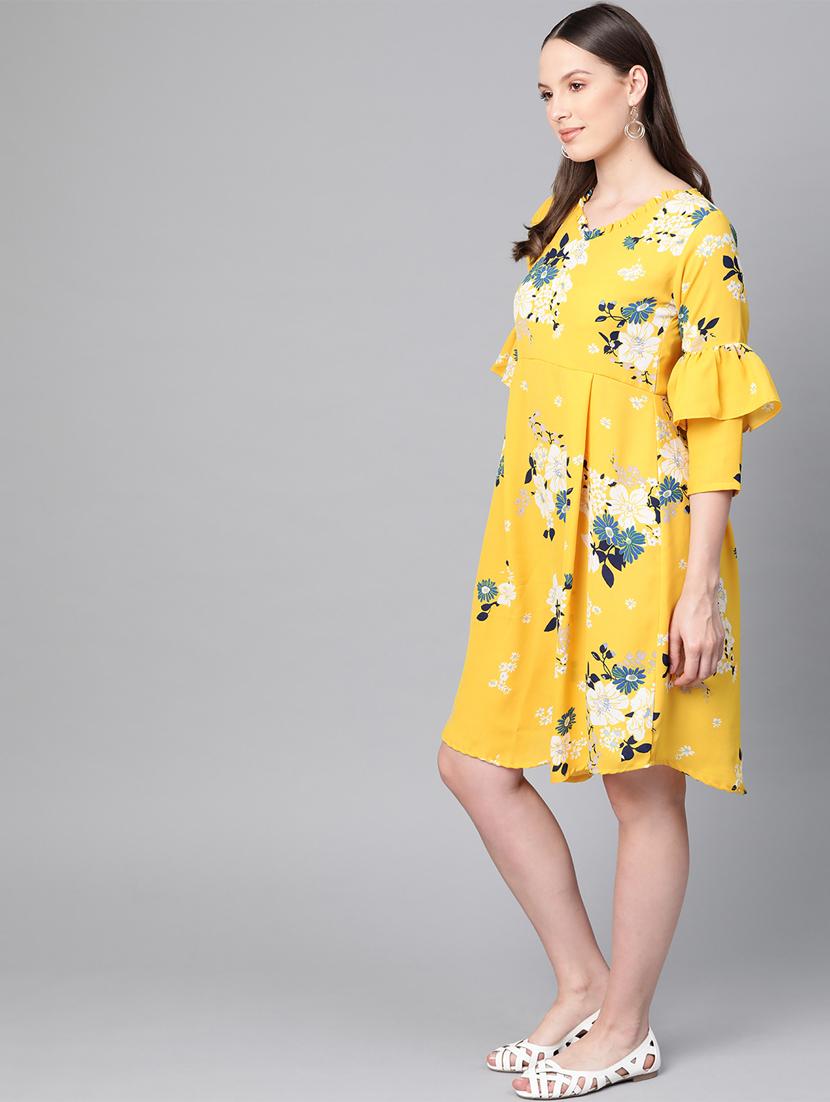 gathered detail floral a-line dress - 16844309 - Zoom Image - 2