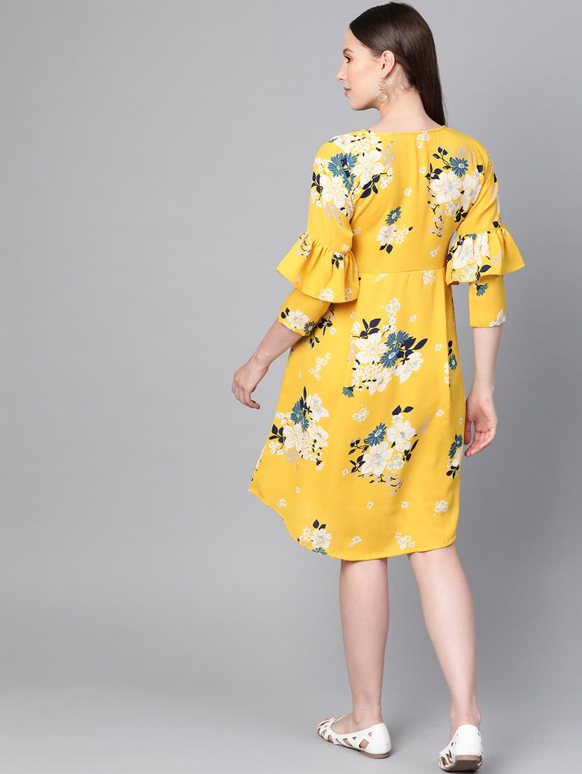 gathered detail floral a-line dress - 16844309 - Zoom Image - 3