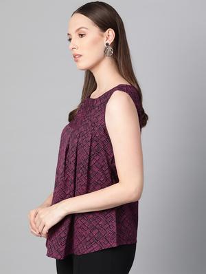 boat neck pleat detail top - 16844324 - Standard Image - 2