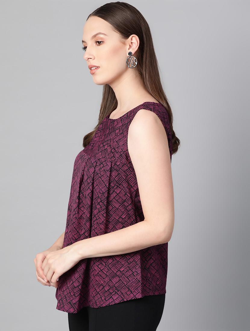boat neck pleat detail top - 16844324 - Zoom Image - 2