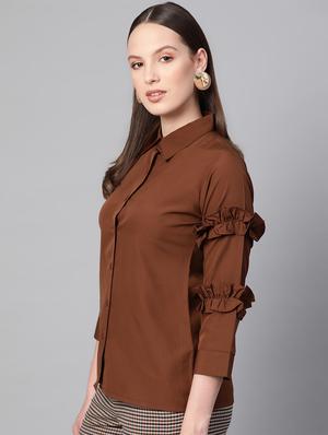 frill detail solid shirt - 16844335 - Standard Image - 2