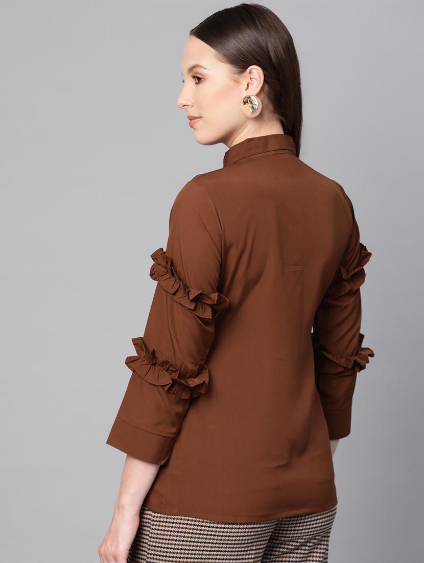 frill detail solid shirt - 16844335 - Zoom Image - 3