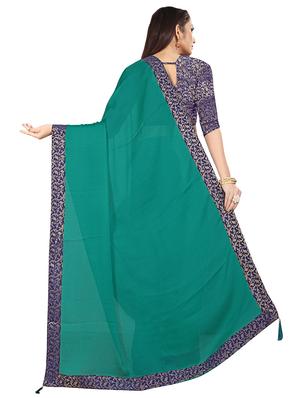 solid bordered saree with blouse - 16844998 - Standard Image - 2