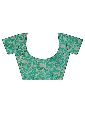solid bordered saree with blouse - 16845005 - Standard Image - 3