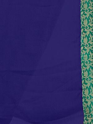 solid bordered saree with blouse - 16845005 - Standard Image - 4