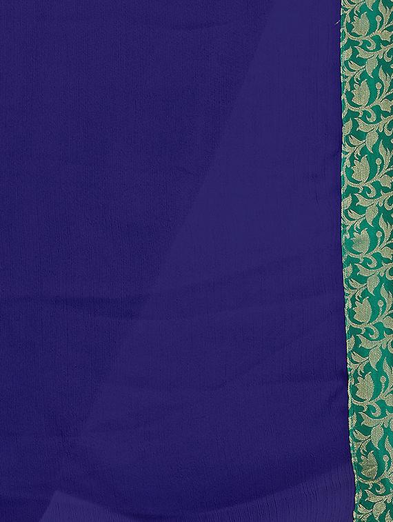 solid bordered saree with blouse - 16845005 - Zoom Image - 4