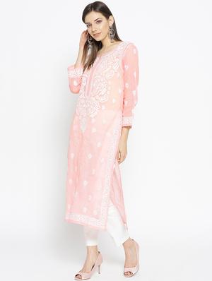 chikankari straight kurta - 16845034 - Standard Image - 2
